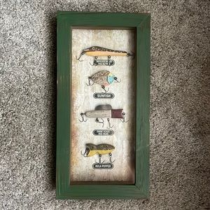 Wall pictures frame with wooden hooks displayed